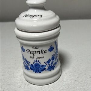 Vintage ML White and Blue Paprika Jar Porcelain from Witeg, Koporc Hungary